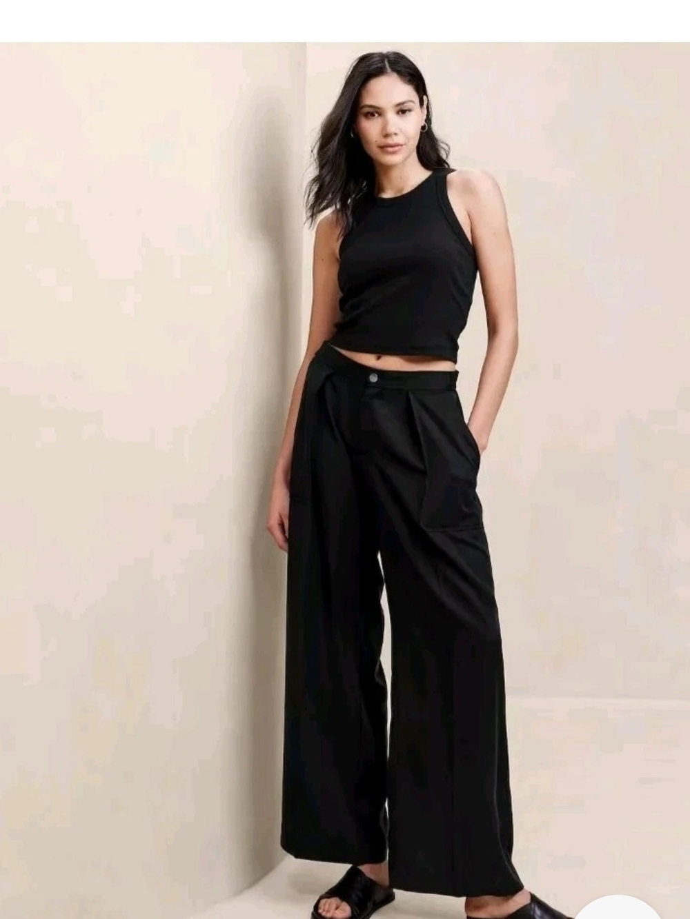Banana Republic Black Wide-Leg High-Rise Pants